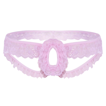 Sexy Gay Lingerie Panties With Lace / Sissy Crotchless Briefs With Open Hole - EVE's SECRETS